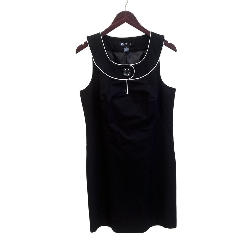 Vintage Carole Little Black Mod Dress Cotton Size 12
